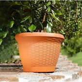 Omnipazar SO-HS02 Plastik Hasır Desenli Saksı 6 lt Kiremit 6 Adet thumbnail 3