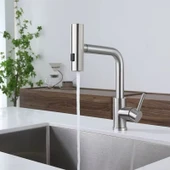 ÇOK MODLU INOX MUTFAK EVYE BATARYASI MAT GRİ MUSLUK SPİRALLİ ÇEK BIRAK BAŞLIK YAĞMURLAMA - 5