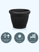 Omnipazar SO-HS03 Plastik Hasır Desenli Saksı 10 lt Antrasit 6 Adet thumbnail 4