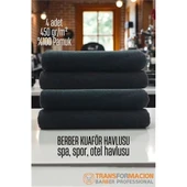 Kuaför Berber Havlusu 4 ADET Pamuk Berber Havlusu 50x90 Siyah thumbnail 2
