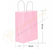 Pembe Kraft Çanta Küçük Boy 18x8x24 cm 25 Adet thumbnail 1