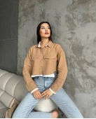 Çift renkli kısa gömlek vizonbeyaz s4021 thumbnail 5