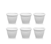 Omnipazar SO-HS04 Plastik Hasır Desenli Saksı 15 lt Kirli Beyaz 6 Adet - 1