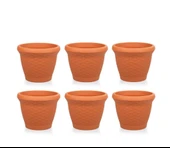 Omnipazar SO-HS05 Plastik Hasır Desenli Saksı 25 lt Kiremit 6 Adet thumbnail 1
