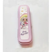 Pembe Multi Renkli Kapaklı Kalemlik Kutusu -Çanta İçi Saklama - Diş Fırçası - Makyaj Fırçası Kutu - 1