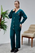 Kadın Triko Takım Taşlı Standart Beden Petrol Yeşili thumbnail 9