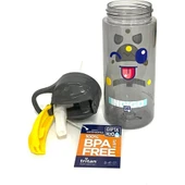 Gri Indıgo Tritan Desenli Pipetli Matara 500 Ml Gıpta Sarı - 3