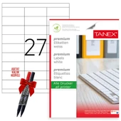 Tanex Tw-2327 70x30 mm Laser Etiket 100 Tabaka 2'li Asetat Kalem Hediyeli - 1