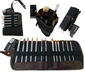 Sanatsal Suni Deri Rolu Kalemlik 36'lı & Brons Yağlı ve Sulu & Akrilik Boya Fırçaları - 1