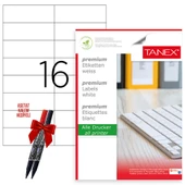Tanex Tw-2105 105x37 mm Laser Etiket 100 Tabaka 2'li Asetat Kalem Hediyeli - 1