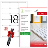 Tanex Tw-2018 63x46 mm Laser Etiket 100 Tabaka 2'li Asetat Kalem Hediyeli - 1