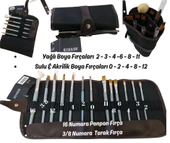 Sanatsal Suni Deri Rolu Kalemlik 36'lı & Brons Yağlı ve Sulu & Akrilik  Boya Fırçaları - 2