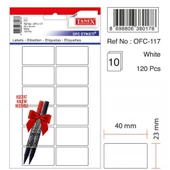Tanex OFC-117 40x23 Mm Beyaz Ofis Etiketi 10 sayfa 2'li Asetat Kalem Hediyeli - 1