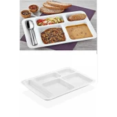 10 Adet 5 Bölmeli Kırılmaz Tabldot Tabak Self Servis Yemekhane Okul Lokanta Tabildot (40 cm x28 cm) - 7