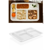 10 Adet 5 Bölmeli Kırılmaz Tabldot Tabak Self Servis Yemekhane Okul Lokanta Tabildot (40 cm x28 cm) - 2