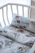 NOU Hayvan Haritası Organik Anne Yanı Nevresim Takımı (60x100) - Animal Map - 2
