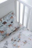 NOU Hayvan Haritası Organik Çarşaflı Bebek Nevresim Seti (100X150 - 35x45 - 60x120) - Animal Map - 4