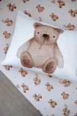 NOU Pofuduk Ayılı Organik Bebek Lastikli Çarşaf Seti (60x120+15)  -  Fluffy Bear - 2