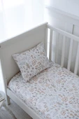 NOU Minimal Çiçekli Organik Bebek Lastikli Çarşaf Seti (80X160+15) - Woodland Floral - 1