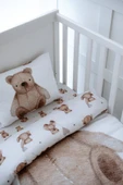 NOU Pofuduk Ayılı Organik Bebek Nevresim Takımı (80X120) - Fluffy Bear - 2