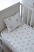 NOU Yağmur Bulutlu Organik Bebek Lastikli Çarşaf Seti (60x120+15) Çok Renkli - 2