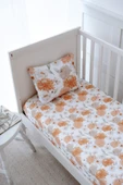 NOU Büyük Çiçekli Organik Bebek Lastikli Çarşaf Seti (80X140+15) - Flower Party - 1