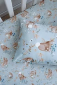 NOU Tavşanlı Organik Bebek Lastikli Çarşaf Seti (60x120+15)  -  Rabbit Garden - 4