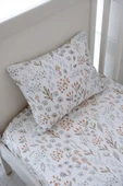 NOU Minimal Çiçekli Organik Bebek Lastikli Çarşaf Seti (55x95+15) - Woodland Floral - 2