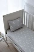 NOU Minik Aylı Organik Bebek Lastikli Çarşaf Seti (80X160+15) - Mini Moons - 1
