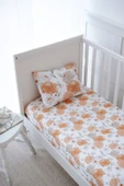 NOU Büyük Çiçekli Organik Bebek Lastikli Çarşaf Seti (60x120+15)  - Flower Party - 1