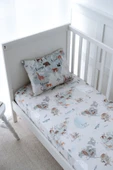 NOU Hayvan Haritası Organik Bebek Lastikli Çarşaf Seti (60x120+15) - 1