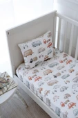 NOU Arabalar  Organik Çarşaflı Bebek Nevresim Seti (100X150 - 35x45 - 60x120) - Cars - 4