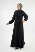 Birit Detaylı Düğmeli Ferace 6043 Siyah thumbnail 3