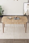 Mabel Meşe Desen 80x132 Açılabilir Yemek Odası Takımı 4 Sandalye, 1 Bench Cappucino - 4