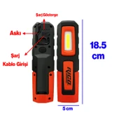 Mıknatıslı Şarjlı Ledli El Feneri 600 Lümen Lambası Spor Kamp Fener SOS & UV Mavi Işık Oto Tamir thumbnail 2