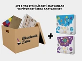 4 Ve 5 Yaş Etkinlik Seti,  Renk ve Sayı Öğrenme Piyon Seti ve hayvanlar zeka kartı - 1