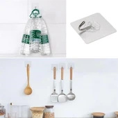 Süper Güçlü Yapışkanlı Suya Dayanıklı Şeffaf Askı 5li Set Yeniden Kullanılabilir Kancalar thumbnail 8