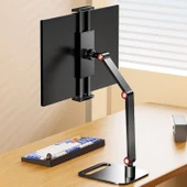TriLine Monitör Tablet iPad Telefon Tutucu 12-16 İnç Universal Metal 360° Derece Döner Stand - 1