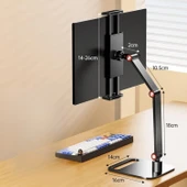 TriLine Monitör Tablet iPad Telefon Tutucu 12-16 İnç Universal Metal 360° Derece Döner Stand - 4