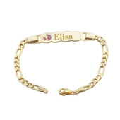 Pembe Zirkon Taşlı Bebek El Ayak İzi Gold Kaplama Gümüş Çocuk Bilekliği thumbnail 1