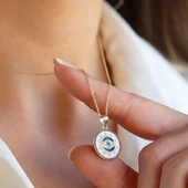 Göz Renkli Mineli Gümüş Kolye thumbnail 3