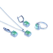 Yeşil Icecut Taşlı Gümüş Set thumbnail 5