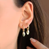 Mekik Taşlı Gold Gümüş Küpe thumbnail 1