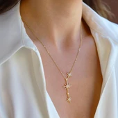 Kutup Yıldızı Zirkon Taşlı Gold Gümüş Kolye thumbnail 2