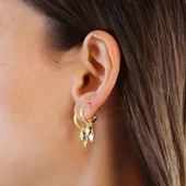 Mekik Taşlı Gold Gümüş Küpe thumbnail 2