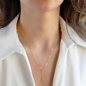 Sıralı Yıldızlı Gold Gümüş Kolye thumbnail 1