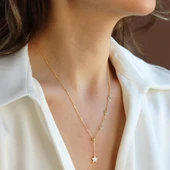 Sıralı Yıldızlı Gold Gümüş Kolye thumbnail 2