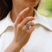 Sky Red Collection Tanzanit Creatif Gümüş Yüzük thumbnail 4