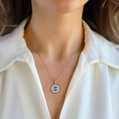 Göz Renkli Mineli Gümüş Kolye thumbnail 5