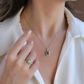 Yeşil Icecut Taşlı Gümüş Set thumbnail 2